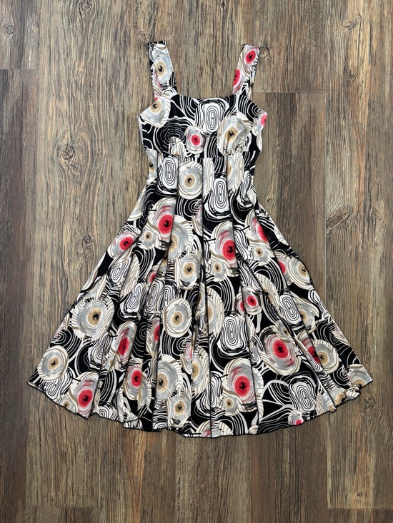 Bali Dresses & Skirts - Y2K Bali Sleeveless Midi Dress Size 6 Black White Red Multi Abstract Whimsigoth